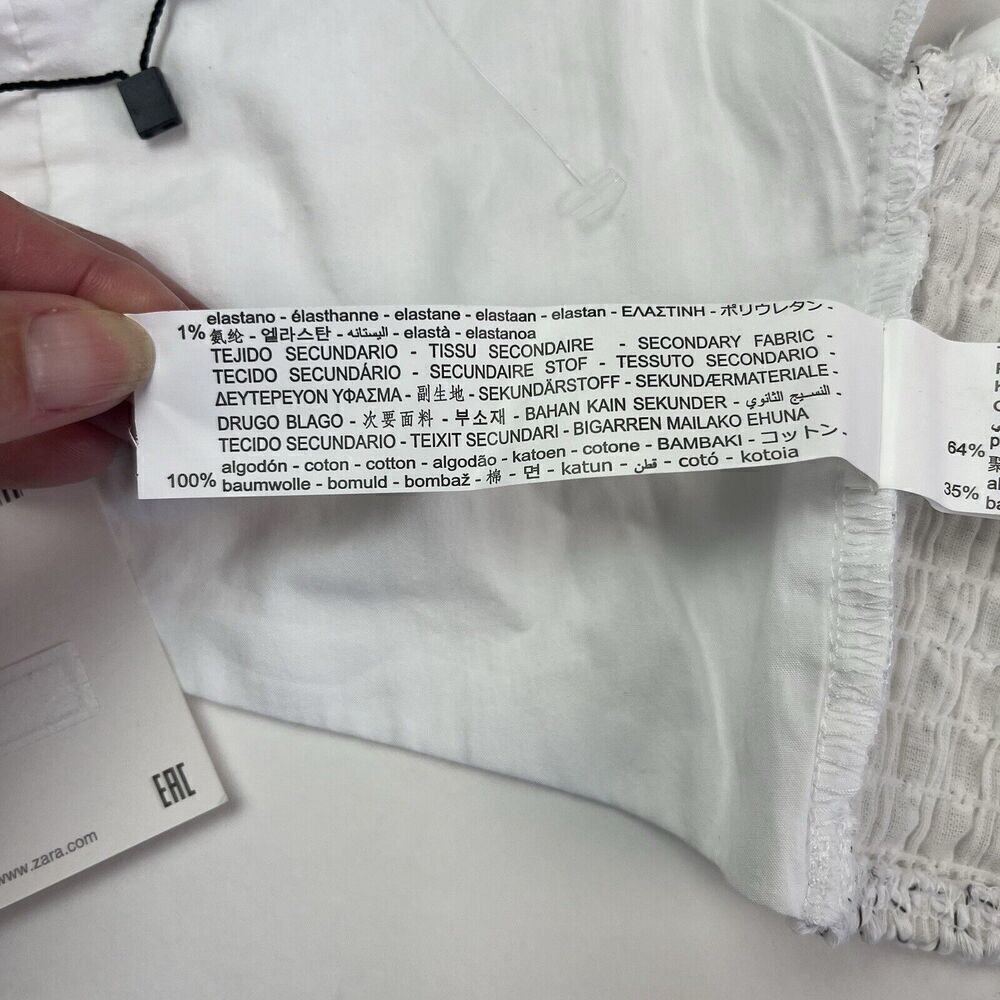 ZARA Ruffle Sleeve Crop Top Small White - Picture 12 of 13